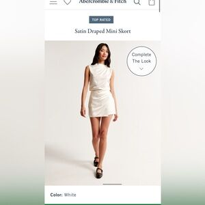 Abercrombie & Fitch satin, white, size M, top AND skort